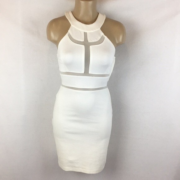 Guess White Sleeveless Cutout Panel Mini Dress XS - Picture 2 of 12